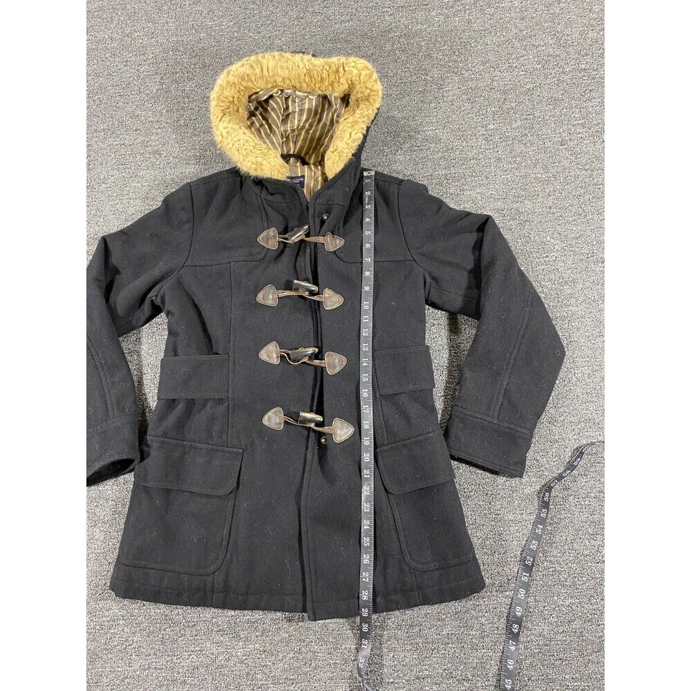 American Eagle Jacket Black Hooded Wool Blend Parka Quilted Liner Womens Medium - Picture 5 of 11